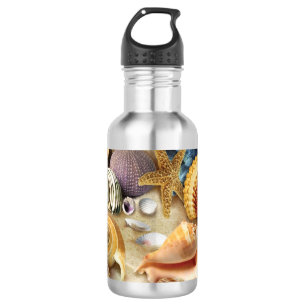 Sea shells on beach 532 ml water bottle