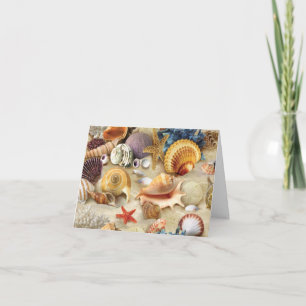 Sea shells on beach card