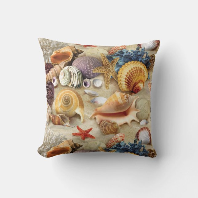 Sea shells on beach cushion (Front)