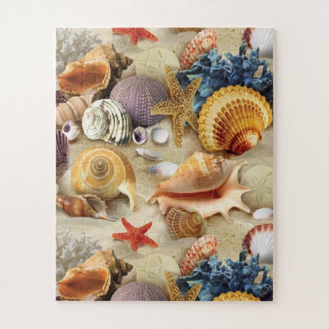 Sea shells on beach jigsaw puzzle (Vertical)