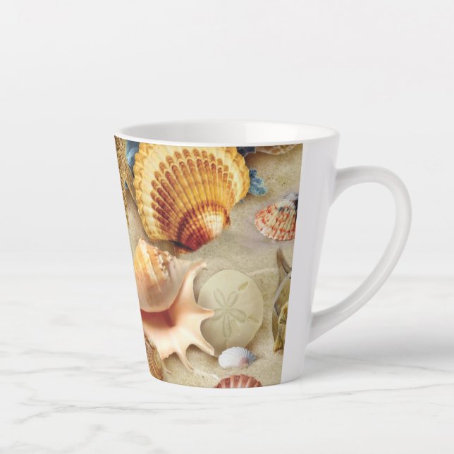 Sea shells on beach latte mug (Right)
