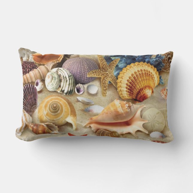 Sea shells on beach lumbar cushion (Front)