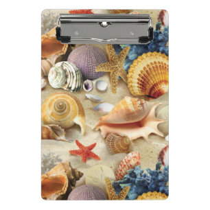 Sea shells on beach mini clipboard