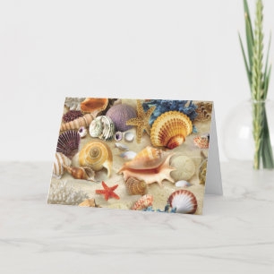 Sea shells on beach thank you card