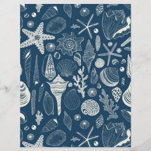 Sea shells on dark blue