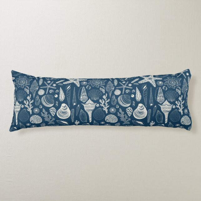 Sea shells on  dark blue body cushion (Front)
