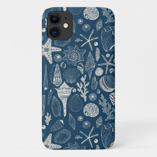 Sea shells on  dark blue Case-Mate iPhone case