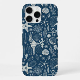 Sea shells on  dark blue iPhone 16 pro max case