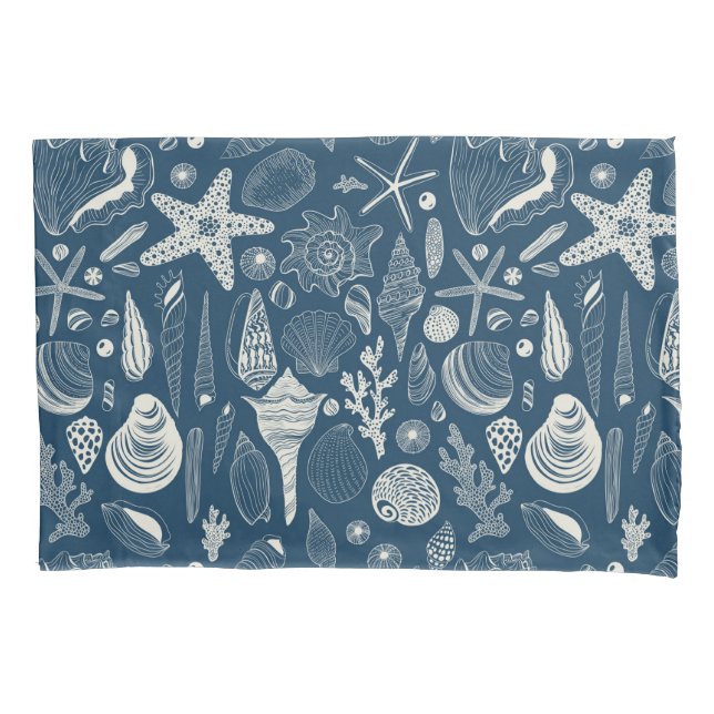 Sea shells on  dark blue pillowcase (Front-Left)
