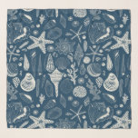 Sea shells on  dark blue scarf<br><div class="desc">Hand-drawn vector pattern with sea shells</div>