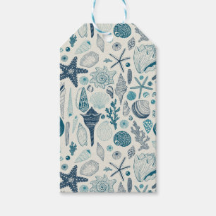 Sea shells on off white gift tags