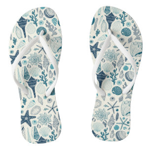 Sea shells on  off white jandals