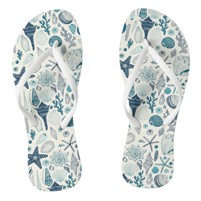 Sea shells on  off white jandals (Footbed)