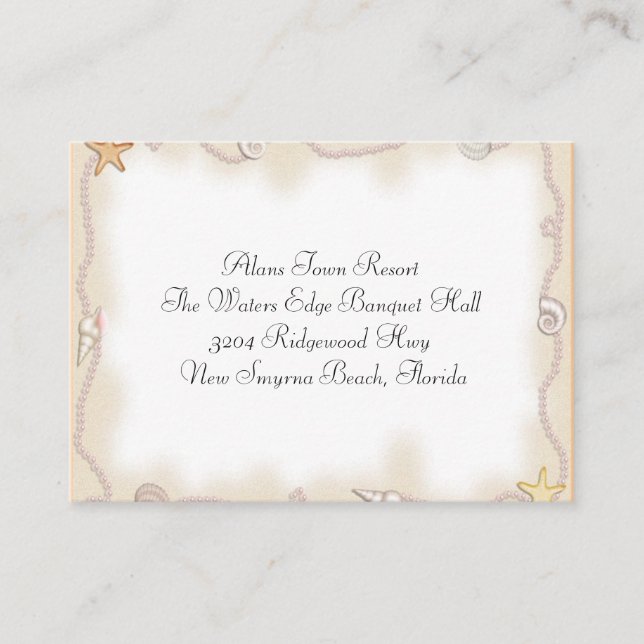 Sea Shells & Pearls Additional Information For Wed Enclosure Card (Front)