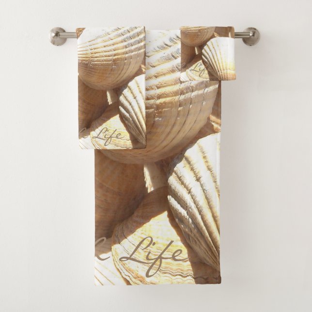 Sea Shells Photography Beach Life Bath Towel Set (Insitu)