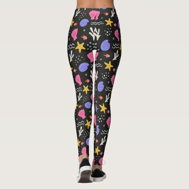 Sea Shells Star Fish Leggings (Back)
