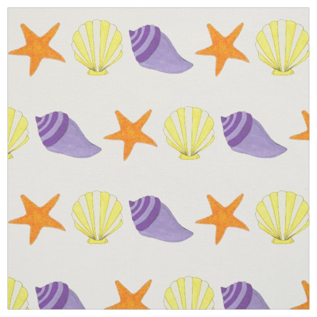 Sea Shells Starfish Seashell Ocean Beach Vacation Fabric (Swatch)