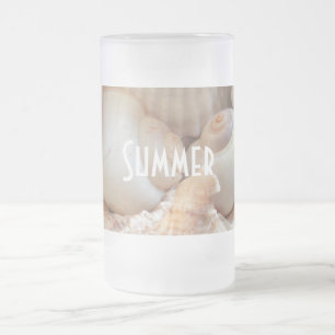 Sea Shells, Summer Beach Exotic Tropical Romantic Frosted Glass Beer Mug