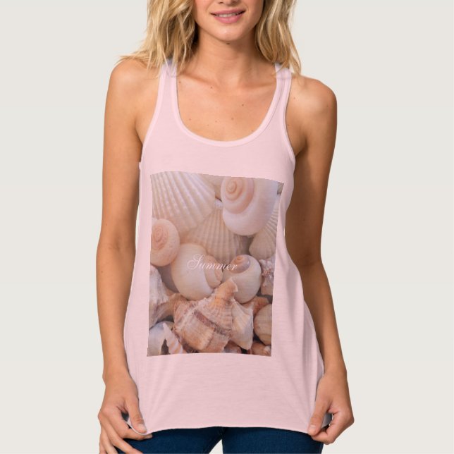 Sea Shells, Summer Beach Exotic Tropical Romantic Singlet (Front)