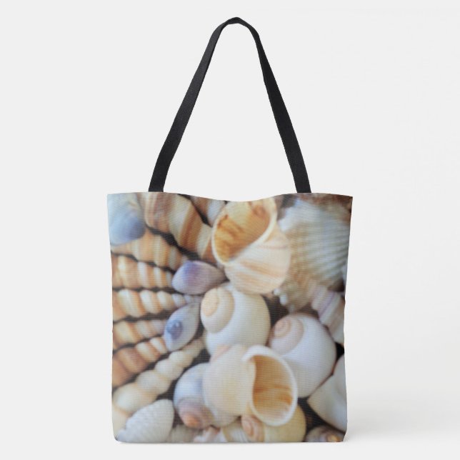 Sea Shells, Summer Beach Exotic Tropical Tote Bag (Back)
