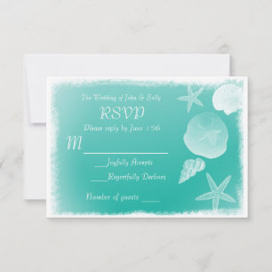 Sea Shells & Teal Green Beach RSVP card