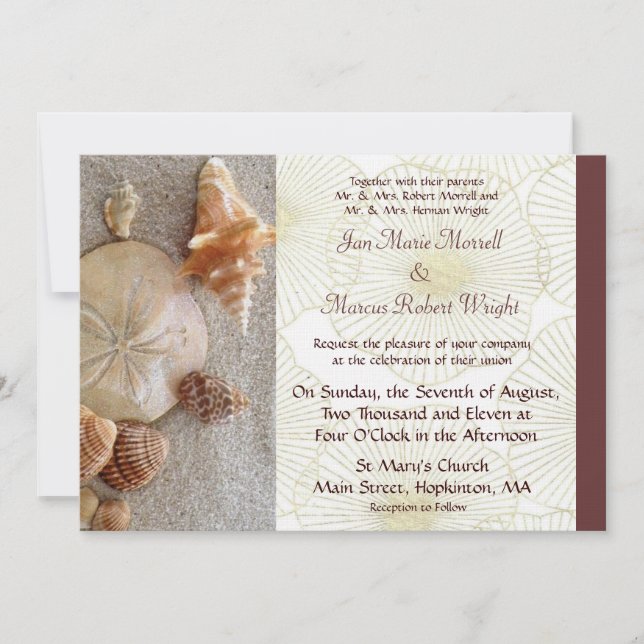 Sea Shells Wedding Invitation (Front)
