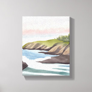 Sea Shore   Coastal Watercolor Painting Canvas Print