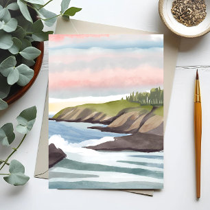 Sea Shore   Coastal Watercolor Painting Postcard
