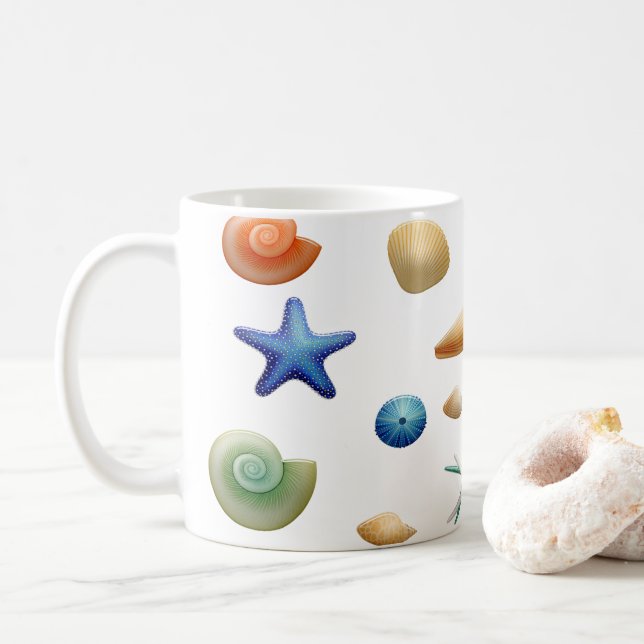 Sea Shore Sea Shells Coffee Mug (With Donut)