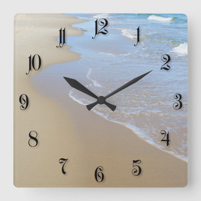 Sea shore square wall clock (Front)