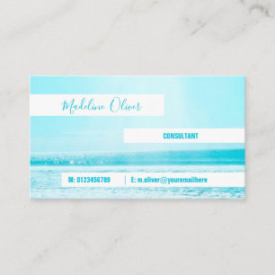 Sea Side Ocean Blue Waves Beach Modern White Business Card
