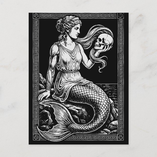 Sea Siren Mermaid Framed Artwork Postcard (Front)