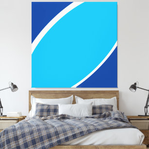 Sea Sky. Abstract Two Tone Blue White Bold Curves Canvas Print