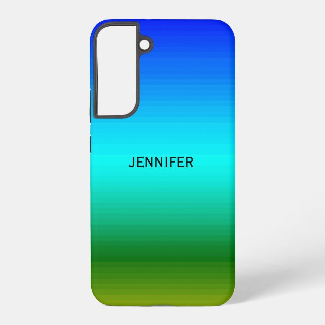 Sea & Sky Blue and Green Gradient Add Name Samsung Galaxy S22+ Case (Back)