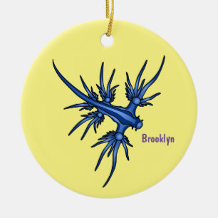 Sea slug blue dragon illustration ceramic tree decoration