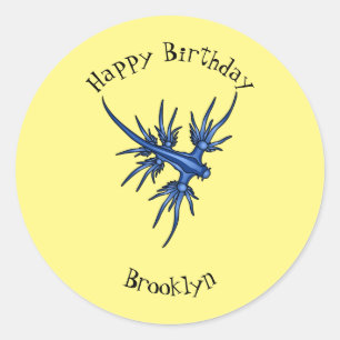 Sea slug blue dragon illustration classic round sticker