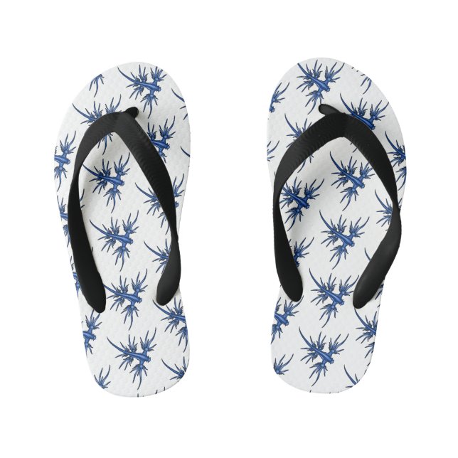 Sea slug blue dragon illustration kid's jandals (Footbed)