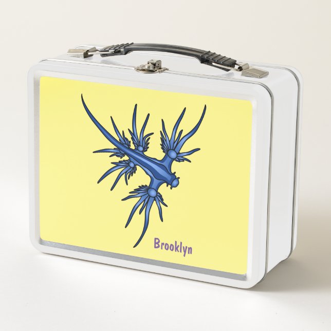 Sea slug blue dragon illustration metal lunch box (Front)