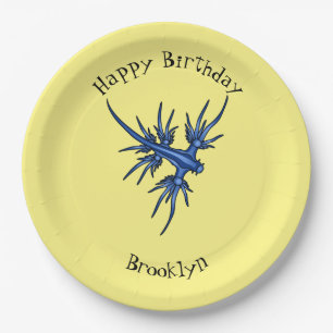 Sea slug blue dragon illustration paper plate