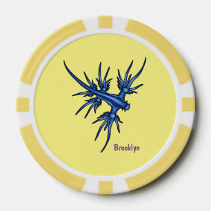 Sea slug blue dragon illustration poker chips