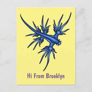 Sea slug blue dragon illustration  postcard
