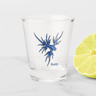 Sea slug blue dragon illustration shot glass