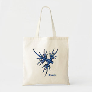 Sea slug blue dragon illustration tote bag
