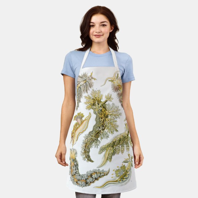 Sea Slugs by Ernst Haeckel, Vintage Nudibranchia Apron (Worn)