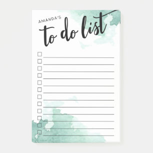 Sea Spray Watercolor Monogrammed To-Do List Post-it Notes