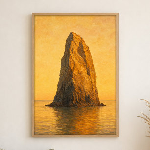 Sea Stack at Golden Hour Watercolour Poster