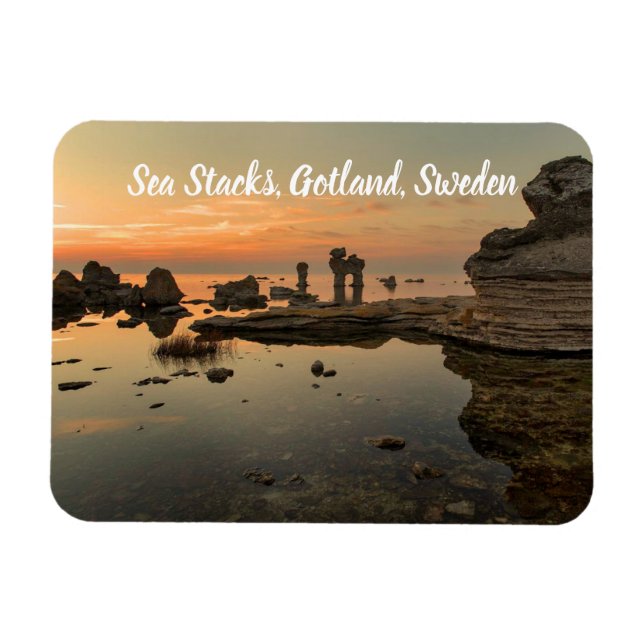 Sea Stacks Gotland Sweden stylized Magnet (Horizontal)