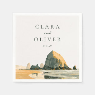 Sea Stacks Oregon Coast Painterly Beach Wedding Napkin