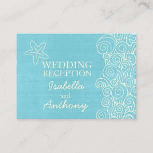 Sea star blue & cream wedding  info enclosure card