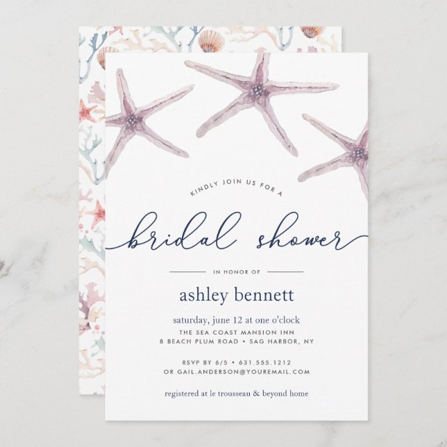 Sea Star Bridal Shower Invitation (Front/Back)